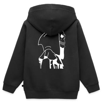 La mort de profil - Sweat Premium à capuche zippé enfant bio - noir - Dos - AI Model Kid Male (0cm)