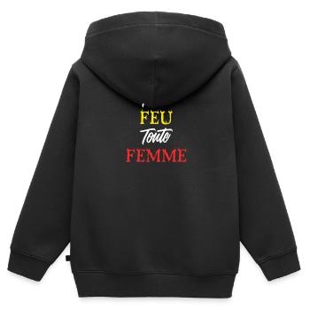 TOUTE FEU TOUTE FEMME - Sweat Premium à capuche zippé enfant bio - noir - Dos - AI Model Kid Male (0cm)