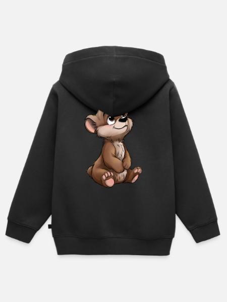 Niedlicher Bär - Kinder Premium Organic Zip Hoodie - Schwarz