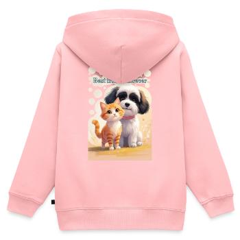 Hund und Katze Tierkinder Beste Freunde für immer - Kinder Premium Organic Zip Hoodie - Rosa - Hinten - AI Model Kid Female (0cm)
