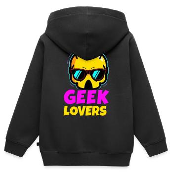 Geek-Liebhaber - Kinder Premium Organic Zip Hoodie - Schwarz - Hinten - AI Model Kid Male (0cm)