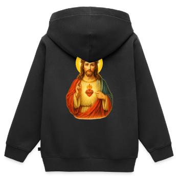 Kitschiger Herz Jesus Christus | Jesus Christ - Kinder Premium Organic Zip Hoodie - Schwarz - Hinten - AI Model Kid Male (0cm)