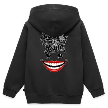 Immer lächeln - Kinder Premium Organic Zip Hoodie - Schwarz - Hinten - AI Model Kid Male (0cm)