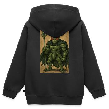 Crypto Grenouille - Sweat Premium à capuche zippé enfant bio - noir - Dos - AI Model Kid Male (0cm)