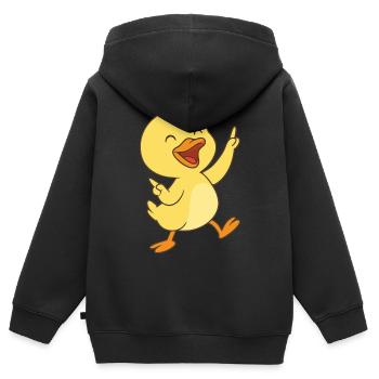 Canetons dansants - Sweat Premium à capuche zippé enfant bio - noir - Dos - AI Model Kid Male (0cm)
