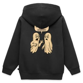 Oh, je ne t’ai pas vu depuis des lustres (fantômes) - Sweat Premium à capuche zippé enfant bio - noir - Dos - AI Model Kid Male (0cm)
