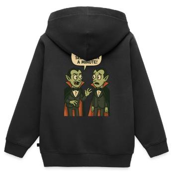 Je ne t’ai pas vu depuis une minute (Vampires) - Sweat Premium à capuche zippé enfant bio - noir - Dos - AI Model Kid Male (0cm)