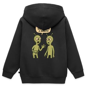 Je ne t’ai pas vu depuis une minute (Aliens) - Sweat Premium à capuche zippé enfant bio - noir - Dos - AI Model Kid Male (0cm)