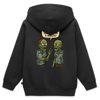 Je ne t’ai pas vu depuis une minute (Zombies) - Sweat Premium à capuche zippé enfant bio - noir - Dos - AI Model Kid Male (0cm)