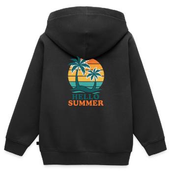 Strand mit Palmen und Sonnenuntergang - Kinder Premium Organic Zip Hoodie - Schwarz - Hinten - AI Model Kid Male (0cm)