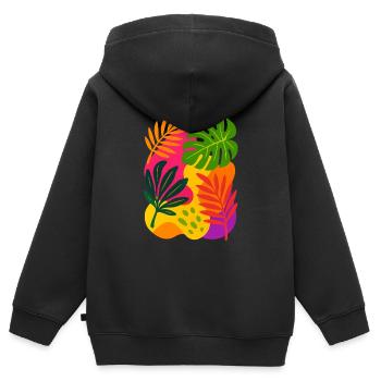 Tropischer Rausch - Kinder Premium Organic Zip Hoodie - Schwarz - Hinten - AI Model Kid Male (0cm)