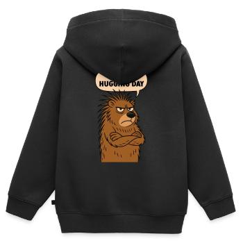 Stachelschwein: Heute ist Umarmungstag - Kinder Premium Organic Zip Hoodie - Schwarz - Hinten - AI Model Kid Male (0cm)