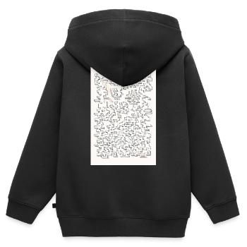 Labyrinthe rétro - Sweat Premium à capuche zippé enfant bio - noir - Dos - AI Model Kid Male (0cm)