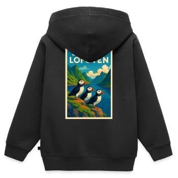 Lofoten  - Kinder Premium Organic Zip Hoodie - Schwarz - Hinten - AI Model Kid Male (0cm)
