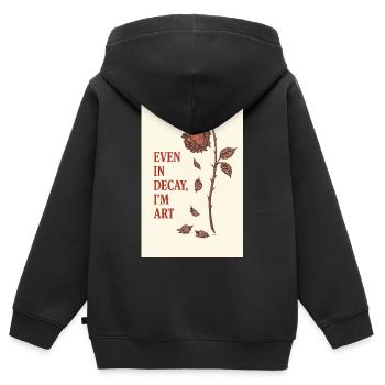 Verfallene Rose mit künstlerischem Zitat - Kinder Premium Organic Zip Hoodie - Schwarz - Hinten - AI Model Kid Male (0cm)