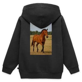L’élégance en mouvement - Sweat Premium à capuche zippé enfant bio - noir - Dos - AI Model Kid Male (0cm)