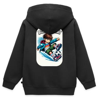 Kicker Kid - Kinder Premium Organic Zip Hoodie - Schwarz - Hinten - AI Model Kid Male (0cm)