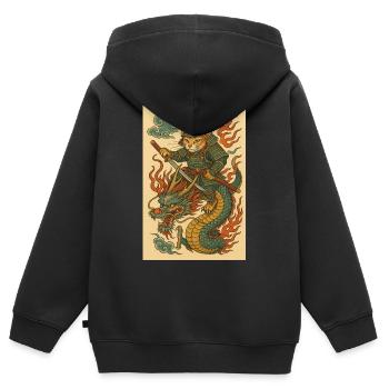 Fantôme d’un guerrier dans Dragon Battle - Sweat Premium à capuche zippé enfant bio - noir - Dos - AI Model Kid Male (0cm)