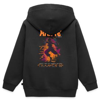 Anime Mann - Kinder Premium Organic Zip Hoodie - Schwarz - Hinten - AI Model Kid Male (0cm)