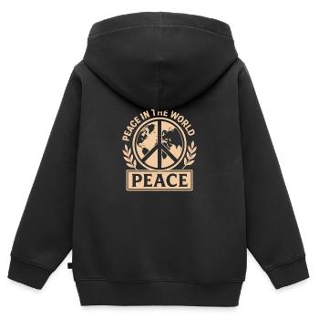 Global Message of Peacefulness - Kids Premium Organic Zip-up Hoodie - black - Back - AI Model Kid Male (0cm)