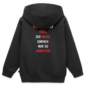 Protestation humoristique : pression contre le travail - Sweat Premium à capuche zippé enfant bio - noir - Dos - AI Model Kid Male (0cm)