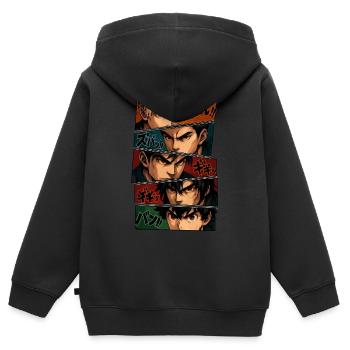 Intensive Anime-Silhouetten – Squad - Kinder Premium Organic Zip Hoodie - Schwarz - Hinten - AI Model Kid Male (0cm)