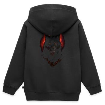 Dark Wolf Intense Night Creature Red Halo - Kids Premium Organic Zip-up Hoodie - black - Back - AI Model Kid Male (0cm)