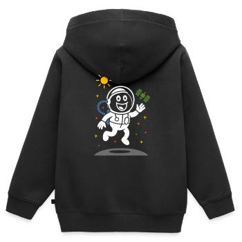 Ribbo als Astronaut – Lustige Weltraum-Szene - Kinder Premium Organic Zip Hoodie - Schwarz - Hinten - AI Model Kid Male (0cm)