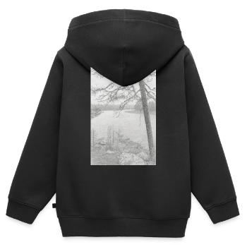 Natur - Kinder Premium Organic Zip Hoodie - Schwarz - Hinten - AI Model Kid Male (0cm)