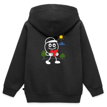 Ribbo with heart – give warmth and joy as a gift - Kids Premium Organic Zip-up Hoodie - black - Back - AI Model Kid Male (0cm)