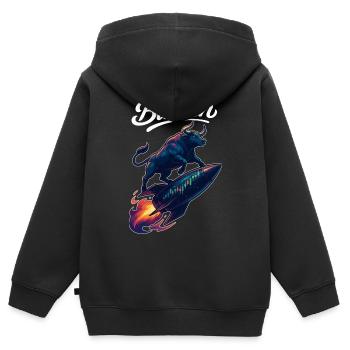 Stock Bull Bull Chart Profit Rocket Gift - Sweat Premium à capuche zippé enfant bio - noir - Dos - AI Model Kid Male (0cm)