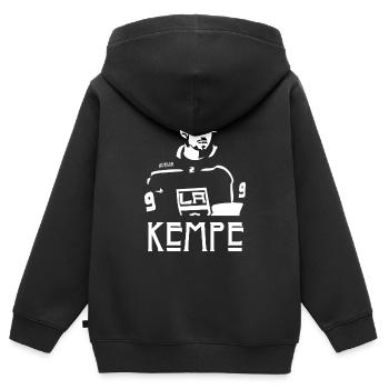 Eishockeyspieler mit Selbstvertrauen - Kinder Premium Organic Zip Hoodie - Schwarz - Hinten - AI Model Kid Male (0cm)