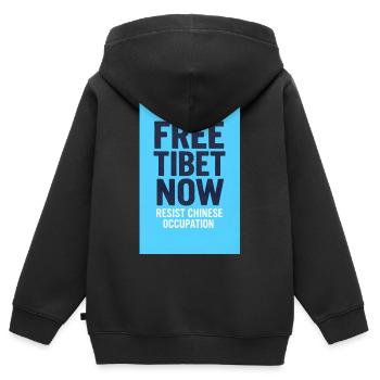 FREE TIBET NOW! Widerstand gegen die chinesische Besatzung - Kinder Premium Organic Zip Hoodie - Schwarz - Hinten - AI Model Kid Male (0cm)
