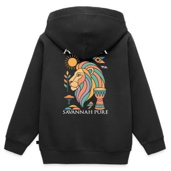 Löwe afrika in pastell - Kinder Premium Organic Zip Hoodie - Schwarz - Hinten - AI Model Kid Male (0cm)