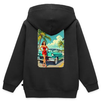 Retro Glamour & Muscle Car R01 - Kinder Premium Organic Zip Hoodie - Schwarz - Hinten - AI Model Kid Male (0cm)