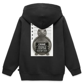 Schildkröte – Zu schnell fürs Revier - Kinder Premium Organic Zip Hoodie - Schwarz - Hinten - AI Model Kid Male (0cm)