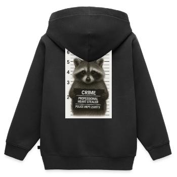 Raton laveur – vol de cœur avec un système - Sweat Premium à capuche zippé enfant bio - noir - Dos - AI Model Kid Male (0cm)