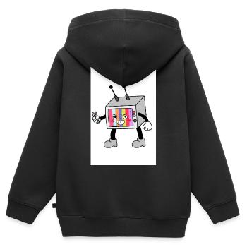 Bunter TV-Roboter - Kinder Premium Organic Zip Hoodie - Schwarz - Hinten - AI Model Kid Male (0cm)