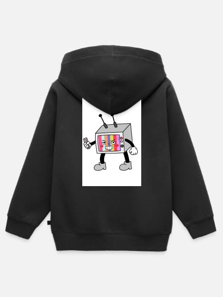 Bunter TV-Roboter - Kinder Premium Organic Zip Hoodie - Schwarz