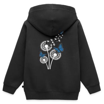 schmetterlinge & löwenzahn - Kinder Premium Organic Zip Hoodie - Schwarz - Hinten - AI Model Kid Male (0cm)