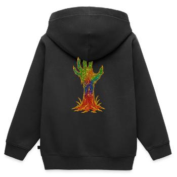 Regenbogen-Glitzerhand Erwachen - Kinder Premium Organic Zip Hoodie - Schwarz - Hinten - AI Model Kid Male (0cm)