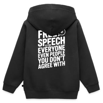 Meinungsfreiheit ist für alle, auch für Menschen, die Sie nicht kennen - Kinder Premium Organic Zip Hoodie - Schwarz - Hinten - AI Model Kid Male (0cm)