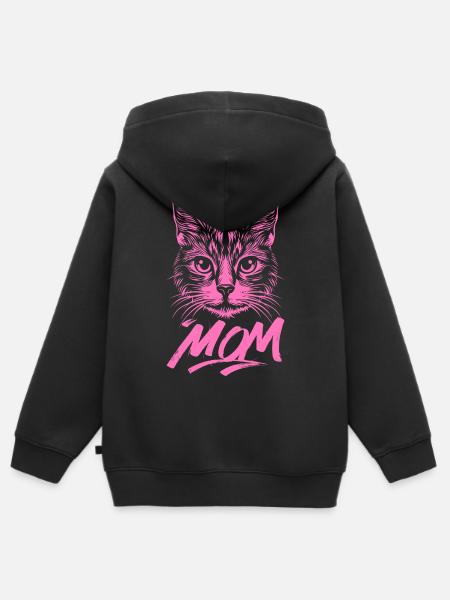 Cat-Mom-Pink-Katze-Kitten-Katzen-Cats-Katzenmutter - Kinder Premium Organic Zip Hoodie - Schwarz