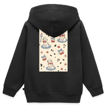 Chiots Dalmatien Charme Cerises - Sweat Premium à capuche zippé enfant bio - noir - Dos - AI Model Kid Male (0cm)