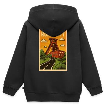 Ruhrpott - Kinder Premium Organic Zip Hoodie - Schwarz - Hinten - AI Model Kid Male (0cm)