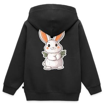 Hase - Kinder Premium Organic Zip Hoodie - Schwarz - Hinten - AI Model Kid Male (0cm)