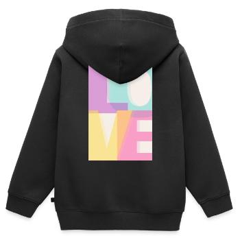 LOVE  Pastell  - Kinder Premium Organic Zip Hoodie - Schwarz - Hinten - AI Model Kid Male (0cm)