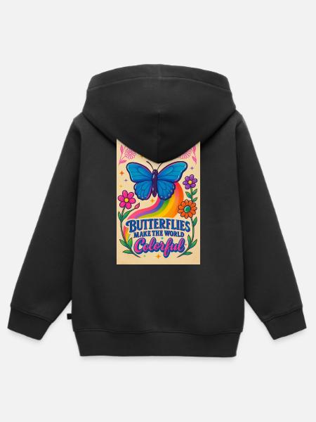 Schmetterling Farbwelt Motiv - Kinder Premium Organic Zip Hoodie - Schwarz