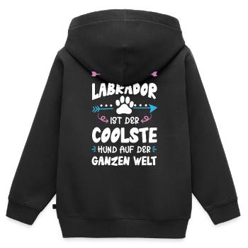 labrador hund spruch - Kinder Premium Organic Zip Hoodie - Schwarz - Hinten - AI Model Kid Male (0cm)