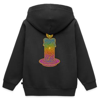 Glitzerkerze Farbverlauf Ornament - Kinder Premium Organic Zip Hoodie - Schwarz - Hinten - AI Model Kid Male (0cm)